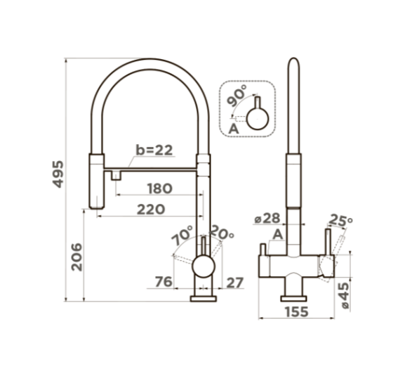 СМЕСИТЕЛЬ  KANTO LG
